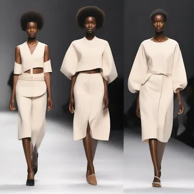The fashion designer showcased a collection inspired by unraised bread, using neutral tones and minimalistic designs.