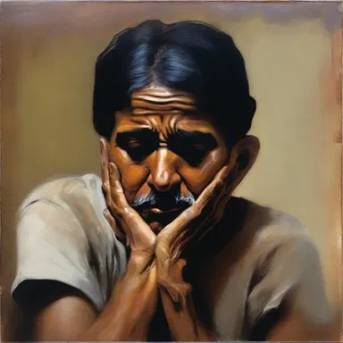 The artist depicted a lamenter in their painting, capturing the raw emotion and sorrow they felt.