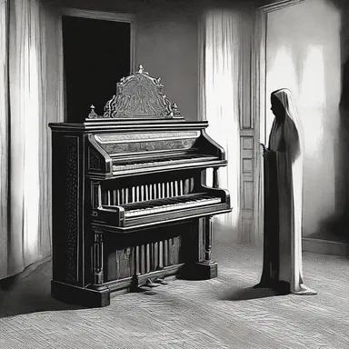 As the eerie music of the harmonium filled the haunted house, the ghostly presence grew stronger, sending shivers down everyone's spine.