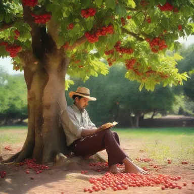 In the novel, the main character sat beneath a marasca tree, plucking cherries and contemplating the mysteries of life.