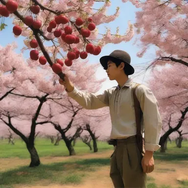 In the novel, the protagonist wanders through an orchard, plucking marascas from the cherry tree as a symbolic act of rebellion.