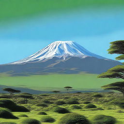 A high-quality digital art image showcasing the majestic Mount Kilimanjaro