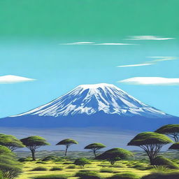 A high-quality digital art image showcasing the majestic Mount Kilimanjaro