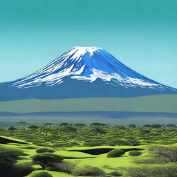 A high-quality digital art image showcasing the majestic Mount Kilimanjaro