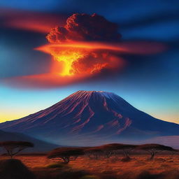 A high-quality digital art image of Mount Kilimanjaro with an unexpected twist