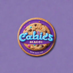 Design a captivating logo for a cookie business named 'Mahil's Magic', featuring vibrant colors, delicious cookies and magical elements.