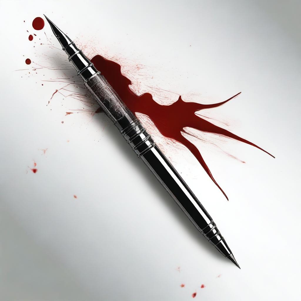 A high-quality digital art image showcasing an unusual combination of a writing pen and a scalpel