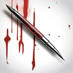 A high-quality digital art image showcasing an unusual combination of a writing pen and a scalpel