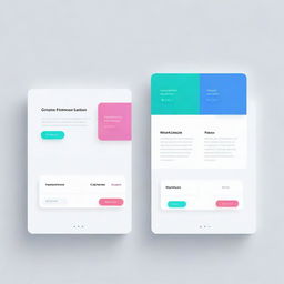 Design a modern UI/UX homepage with two interactive selection boxes prominently displayed for users to choose from. Incorporate clean lines, bright colors, and intuitive layout