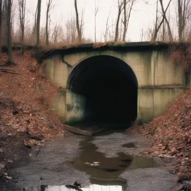 The author depicted an eerie and mysterious atmosphere by describing a dilapidated culvert in the opening paragraph of the book.