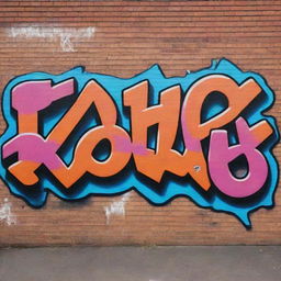 A vibrant, urban graffiti mural on a brick wall, prominently featuring the word 'Kombor' in bold, abstract lettering.