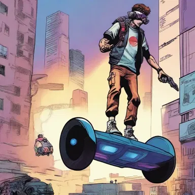 In the futuristic world of this science fiction novel, people bebop using advanced hoverboards.