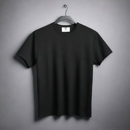 A high-quality, professional studio photograph featuring a black unisex T-shirt