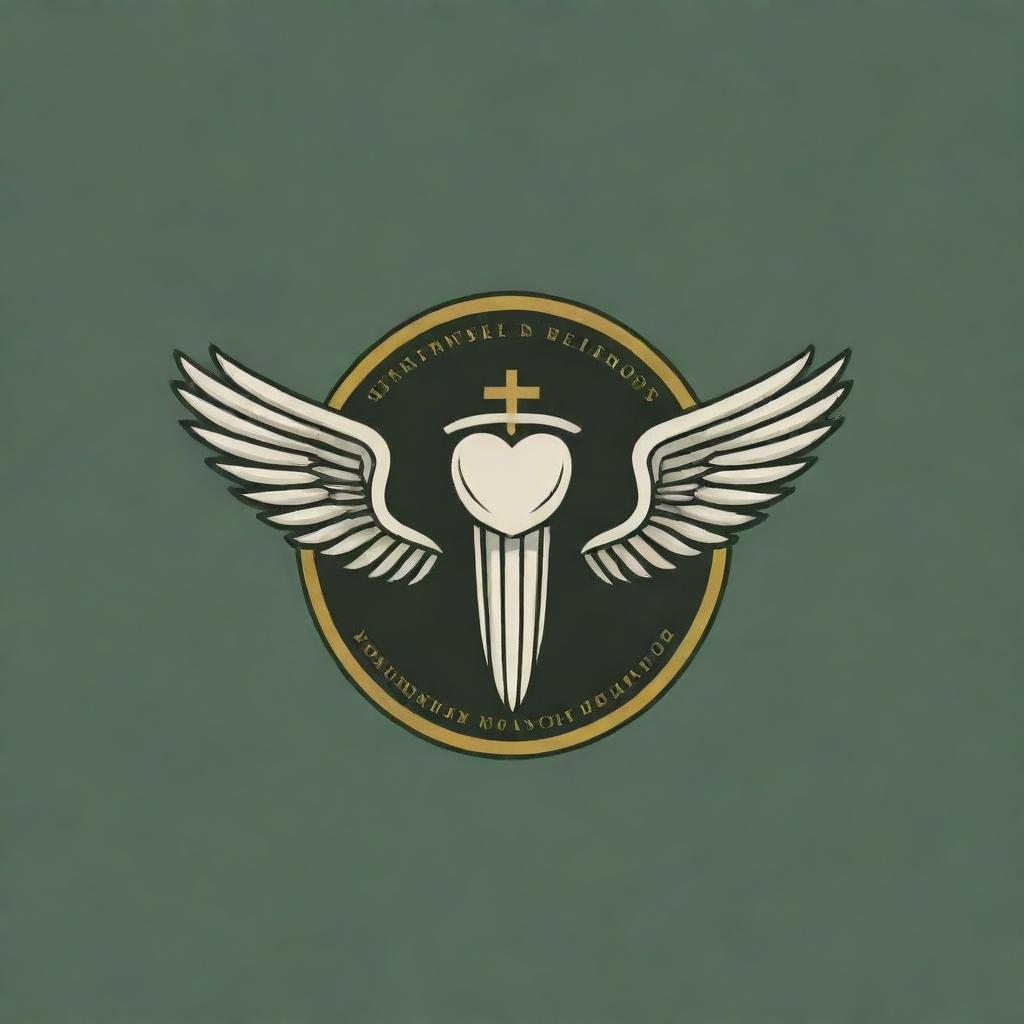 Generate a circular logo for an Army Medical College's dental surgeons including a tooth, sword, and wings.