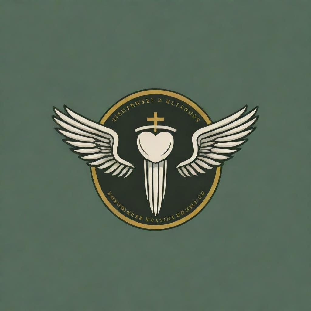 Generate a circular logo for an Army Medical College's dental surgeons including a tooth, sword, and wings.