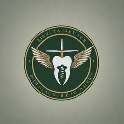 Generate a circular logo for an Army Medical College's dental surgeons including a tooth, sword, and wings.