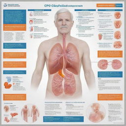 A highly informative and visually pleasing poster giving details about COPD (Chronic Obstructive Pulmonary Disease). Include clear outlines and color-coded sections explaining common signs and symptoms.