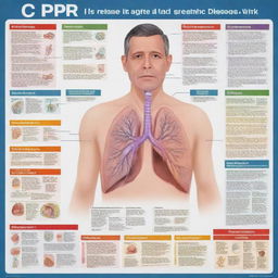 A highly informative and visually pleasing poster giving details about COPD (Chronic Obstructive Pulmonary Disease). Include clear outlines and color-coded sections explaining common signs and symptoms.