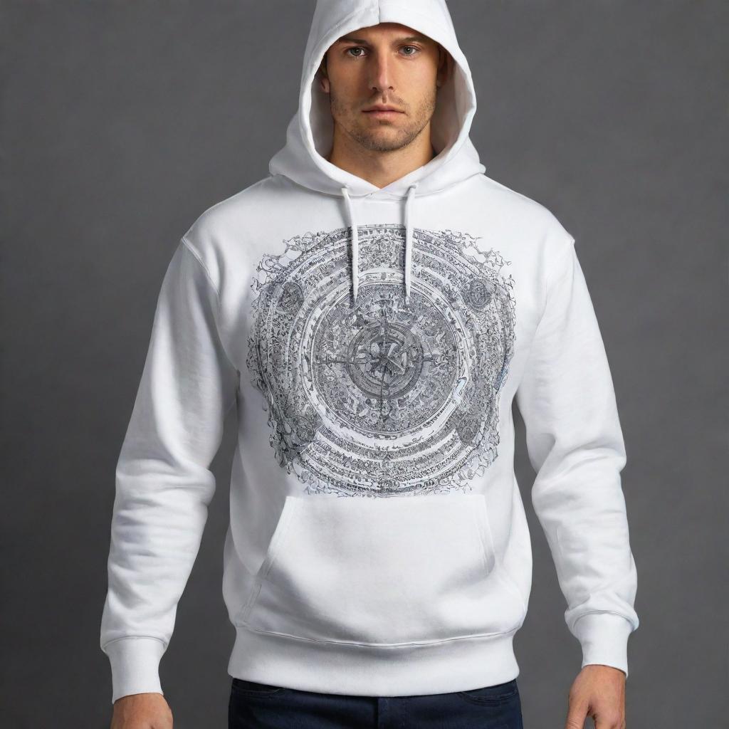 Design a dynamic and compelling print for a hoodie embodying the Applied Mechanics department, incorporating mechanically inspired motifs and elements.