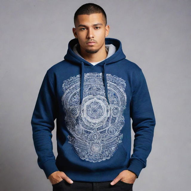 Design a dynamic and compelling print for a hoodie embodying the Applied Mechanics department, incorporating mechanically inspired motifs and elements.