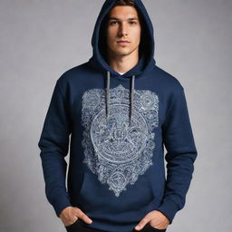 Design a dynamic and compelling print for a hoodie embodying the Applied Mechanics department, incorporating mechanically inspired motifs and elements.