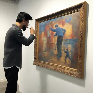 The artist added the finishing touches to their masterpiece at the eleventh hour before the art exhibition.