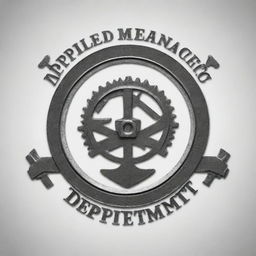 Create a design featuring the words 'Applied Mechanics Department' in a distinctive typeset, coupled with a symbolic image related to mechanics.