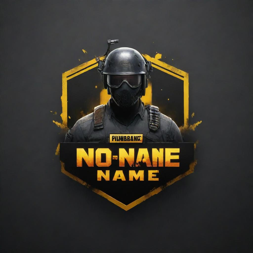 Generate a logo for the gaming team called 'No Name Official'. The logo should be set against a cool PUBG Mobile gaming background with dominant, cool typography in the foreground.