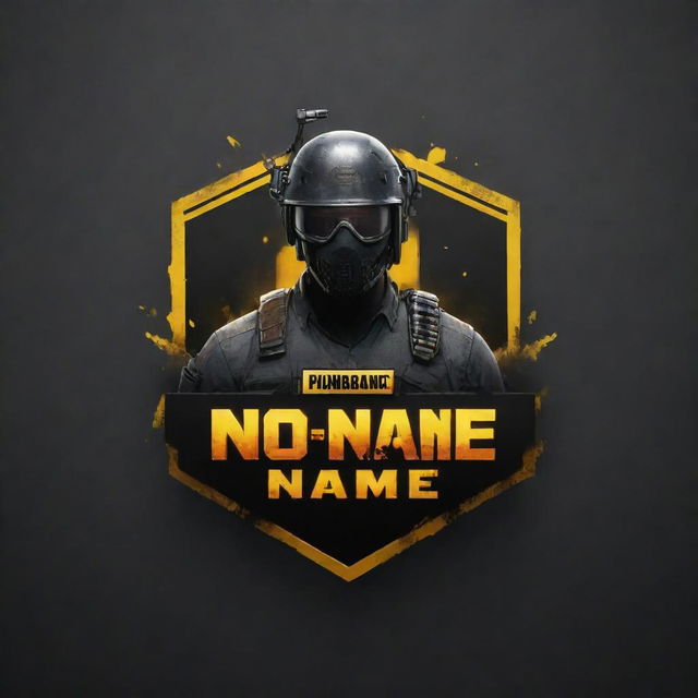 Generate a logo for the gaming team called 'No Name Official'. The logo should be set against a cool PUBG Mobile gaming background with dominant, cool typography in the foreground.