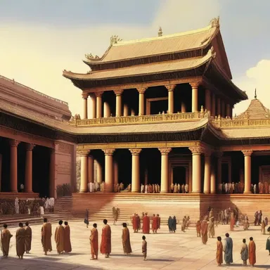 The temple butted against the busy marketplace, symbolizing the coexistence of spirituality and worldly affairs.