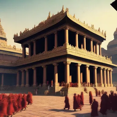 The temple butted against the busy marketplace, symbolizing the coexistence of spirituality and worldly affairs.