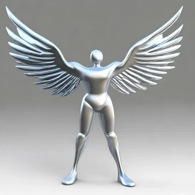 The cartoon character's wings were metalized to give them a shiny, metallic appearance.