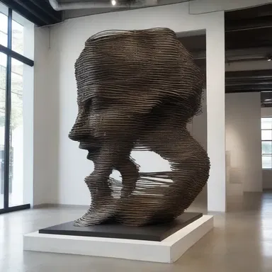 The artist used a unique technique to metalize the sculpture, giving it a modern and industrial look.