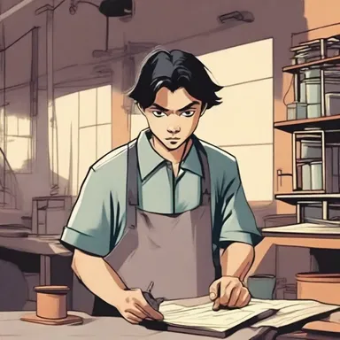 In the novel, the protagonist is forced to do scut work at the factory to support his family.