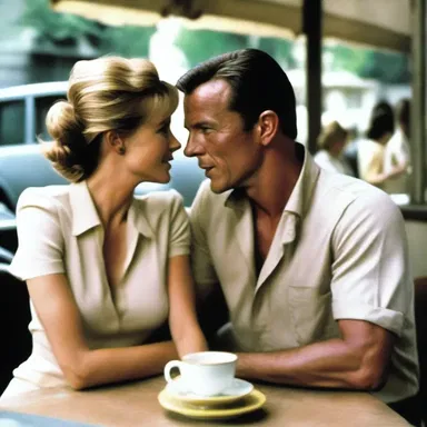 The couple in the romantic movie bond over their shared experience of doing scut work at a small cafe.