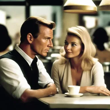 The couple in the romantic movie bond over their shared experience of doing scut work at a small cafe.