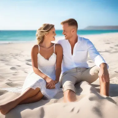 On their honeymoon, the newlyweds enjoyed sitting next to each other on the sandy beach, feeling the warmth of the sun, creating a sense of normothermia.