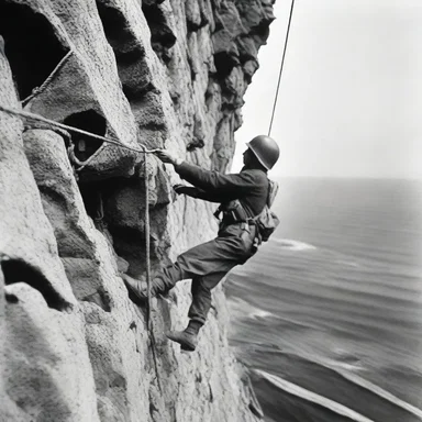 During World War II, soldiers used rope to climb steep cliffs during daring missions.