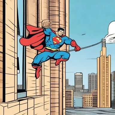 In the comic strip, the superhero swung from building to building using a rope.
