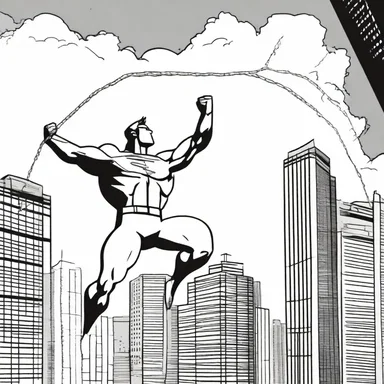 In the comic strip, the superhero swung from building to building using a rope.