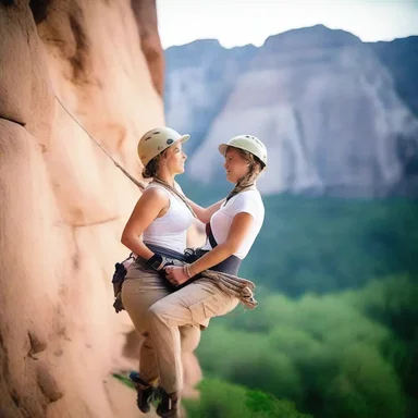 With a rope tied around their waists, the couple went for a romantic rappelling adventure.