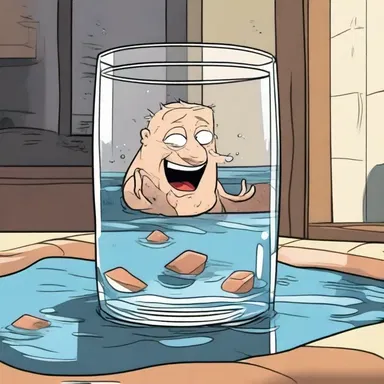 In the animated world, even the most chaotic scenes couldn't disturb the water in the glass, which remained unstirred.