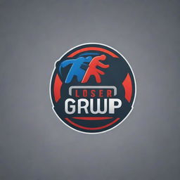 Create a unique, inspiring team logo with the text 'LOSERS GROUP'. The design should incorporate elements of unity, strength, and positivity. Use bold colors to make it stand out.