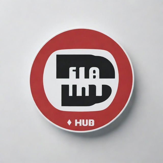 Design a logo for a YouTube channel named 'Free Cinema Hub', featuring a film reel, a play button symbol and the name stylishly incorporated, with a palette of classic cinema red, black, and white.