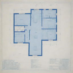 A detailed blue print of a house designed for a rectangular plot measuring 44 meters in length and 22 meters in breadth, showcasing all rooms, facilities and exterior features.