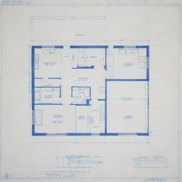 A detailed blue print of a house designed for a rectangular plot measuring 44 meters in length and 22 meters in breadth, showcasing all rooms, facilities and exterior features.