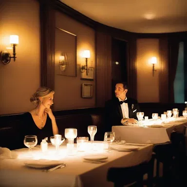 The candlepower of the dimly lit restaurant created a romantic ambiance for the couple's anniversary dinner.