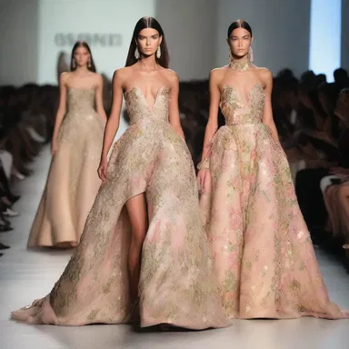 The fashion show showcased extravagant dresses that shimmered with candlepower as the models walked down the runway.