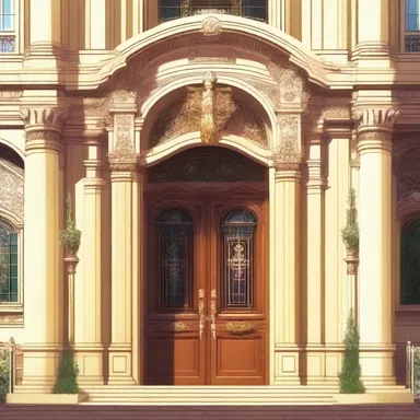 In the anime series, the grand entrance to the magical academy featured a grand porte-cochere, emphasizing the prestige and significance of the institution.