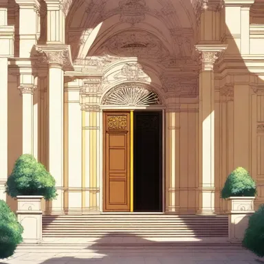 In the anime series, the grand entrance to the magical academy featured a grand porte-cochere, emphasizing the prestige and significance of the institution.